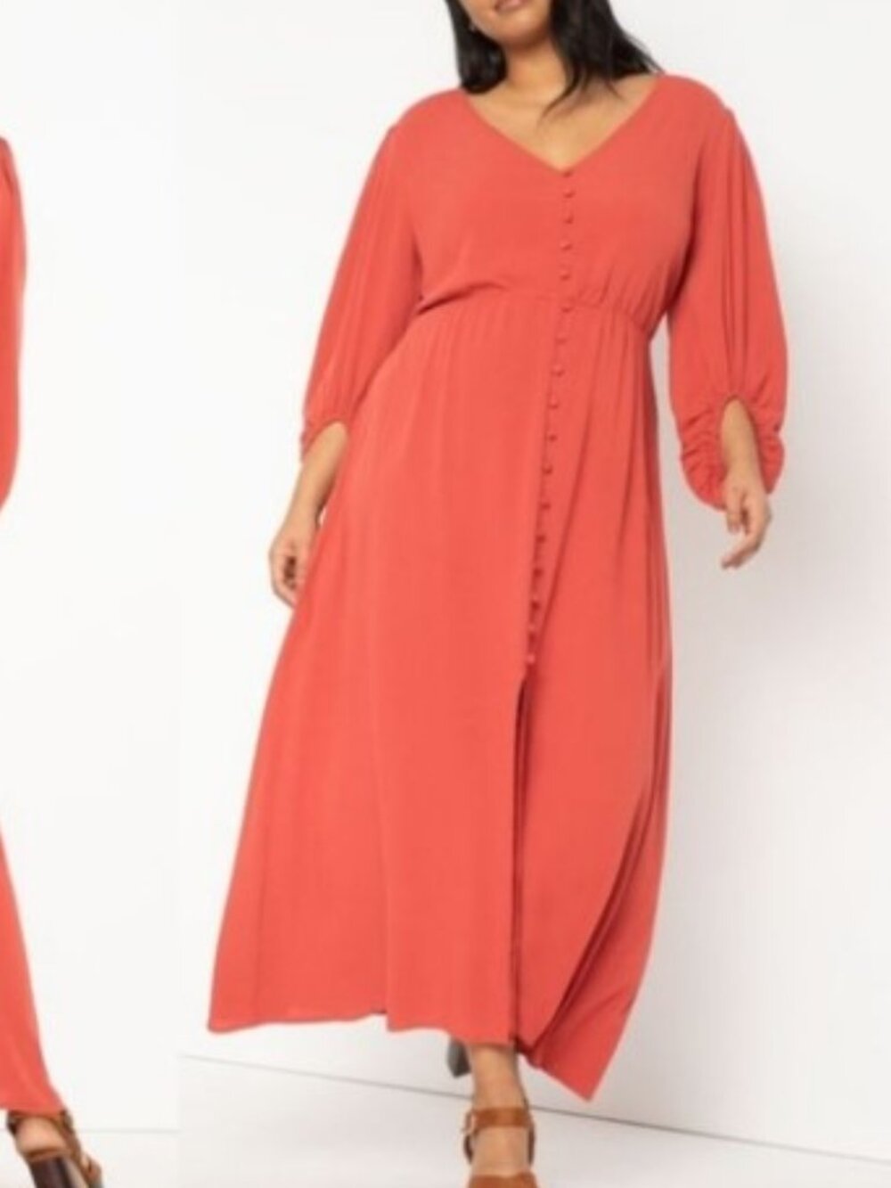 Eloquii Orange Maxi Dress Long Puff Sleeve Boho Western Plus Size 14 New Tags XL